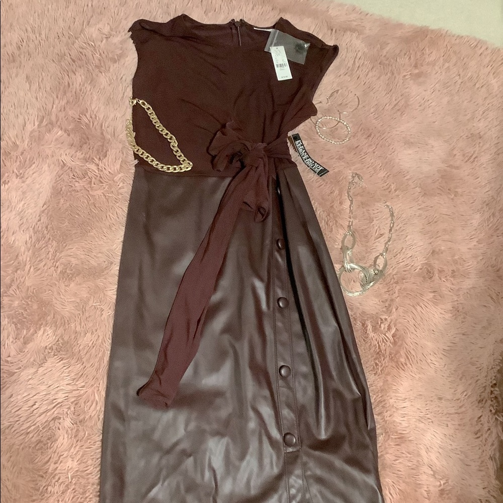 NWT NY&CO LEATHER MIDI DRESS